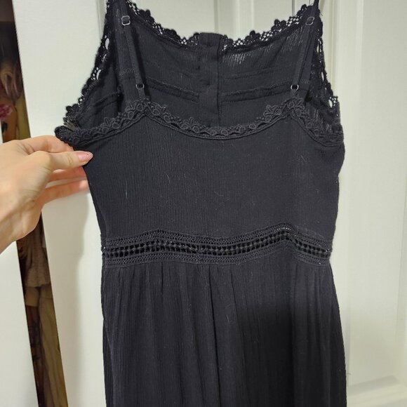 Black Summer Maxi Sundress with Eyelet Lacey Details - Picture 8 of 8